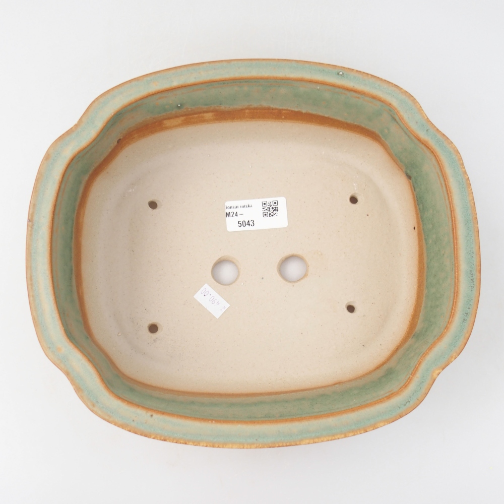 Ceramic bonsai bowl 24,5 x 21 x 7 cm, color green