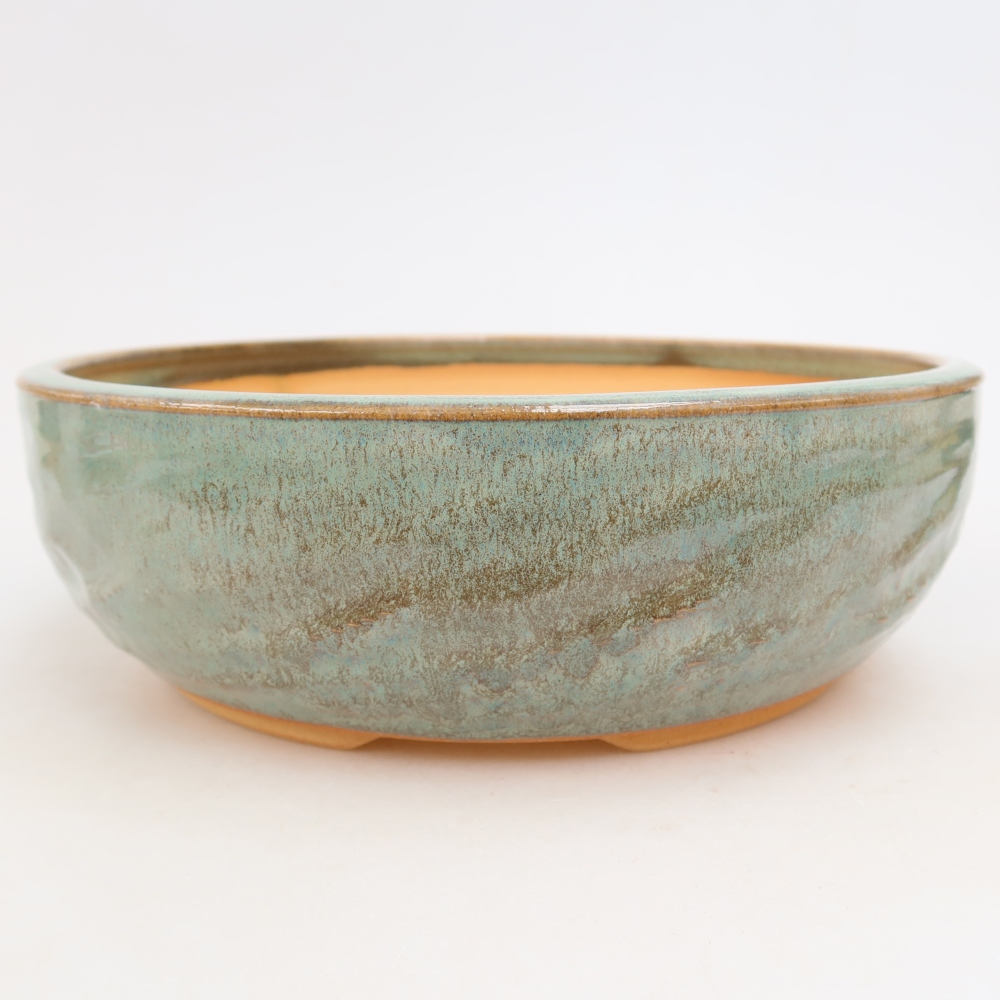 Ceramic bonsai bowl 22,5 x 22,5 x 7 cm, green
