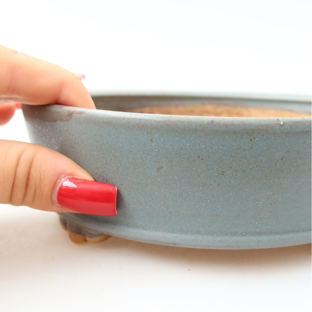 Ceramic bonsai pot, 15.5 x 15.5 x 5 cm, blue