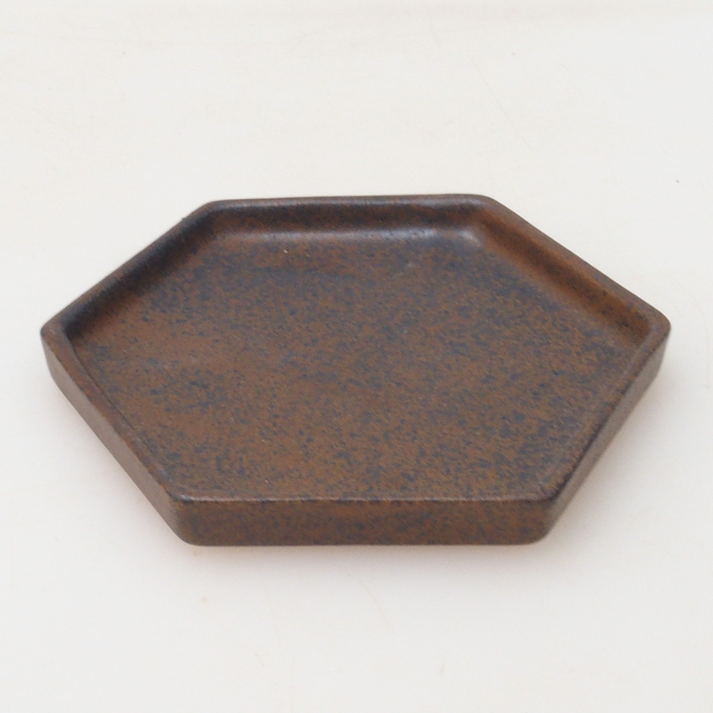 Bonsai bowl hexagon D3 - 11 x 9.5 x 1 cm - brown
