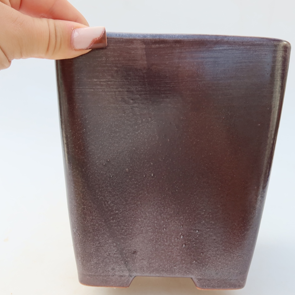 Ceramic bonsai bowl 13,5 x 13,5 x 15 cm, metal colour