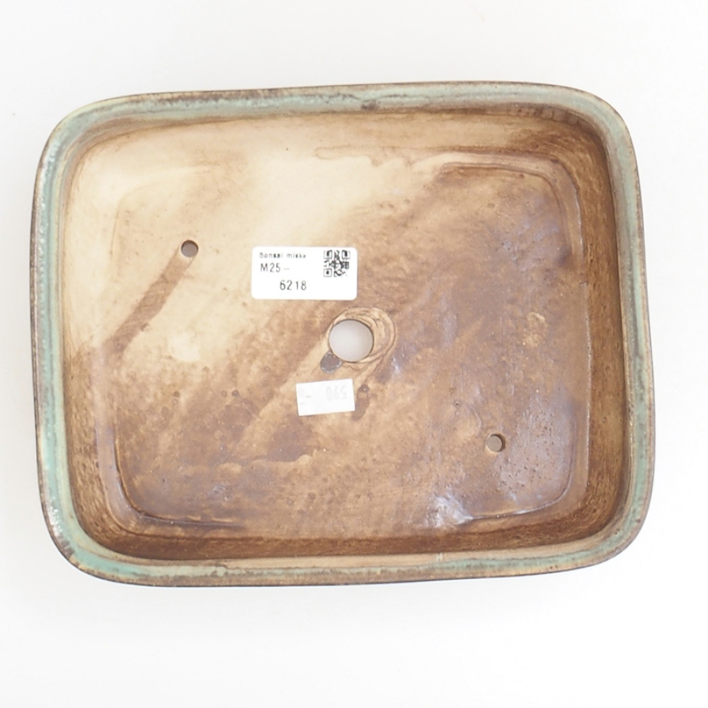 Ceramic bonsai bowl 21,5 x 17,5 x 5,5 cm, green