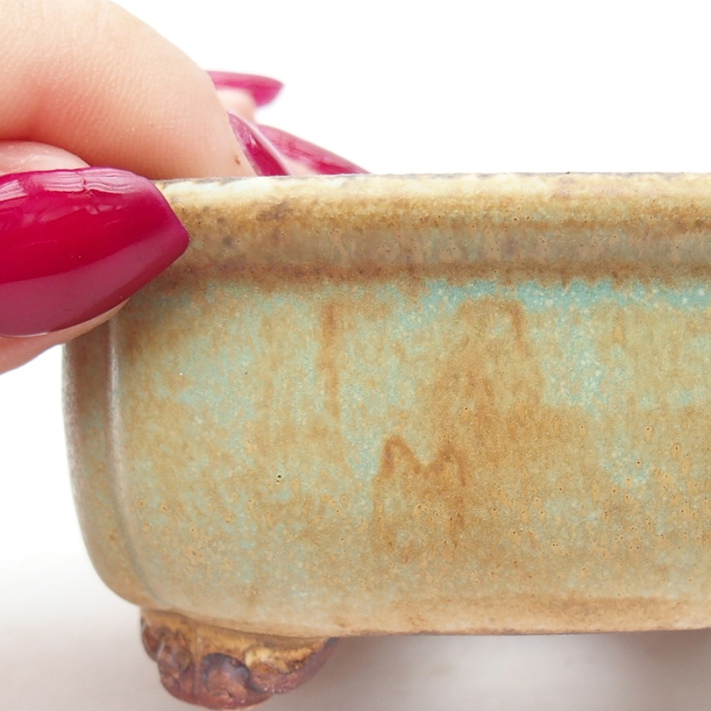 Ceramic bonsai bowl 7,5 x 7 x 4 cm, color green