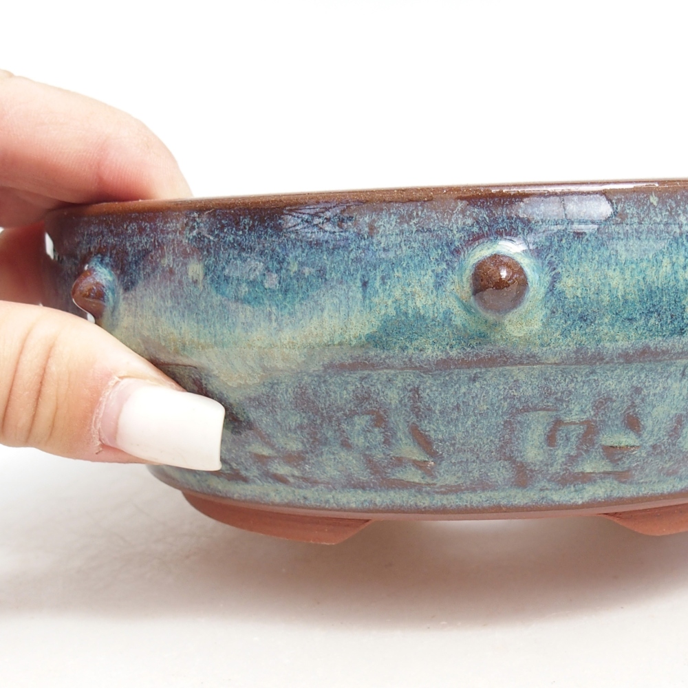 Ceramic bonsai bowl 16 x 16 x 5 cm, colour blue