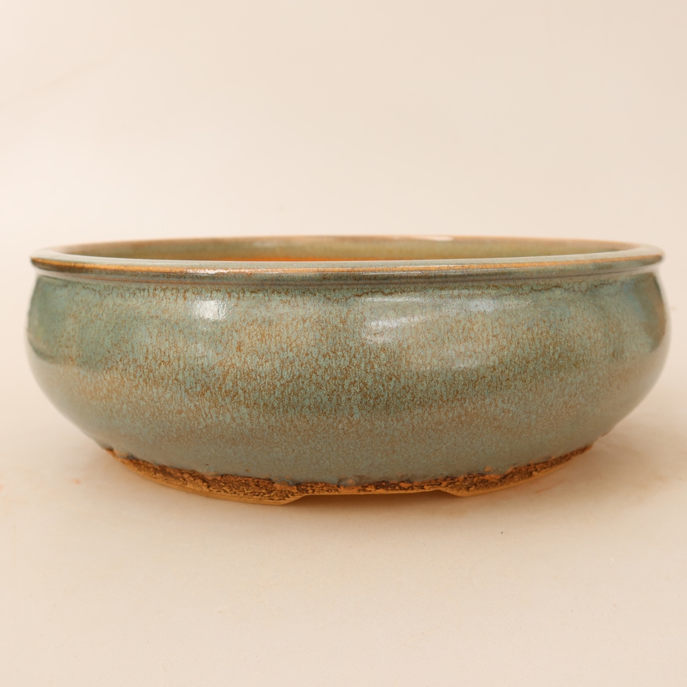 Ceramic bonsai pot, 24 x 24 x 7.5 cm, green