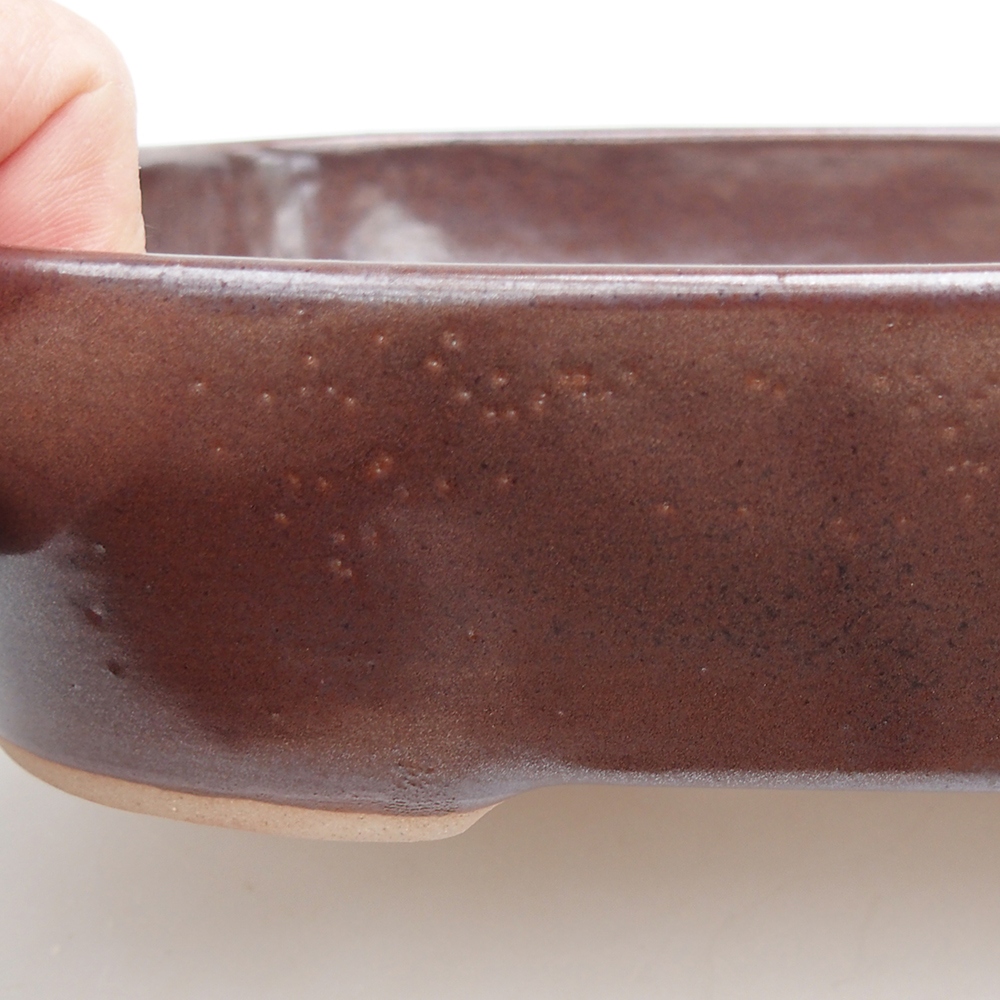 Ceramic bonsai bowl 23 x 18,5 x 5,5 cm, brown