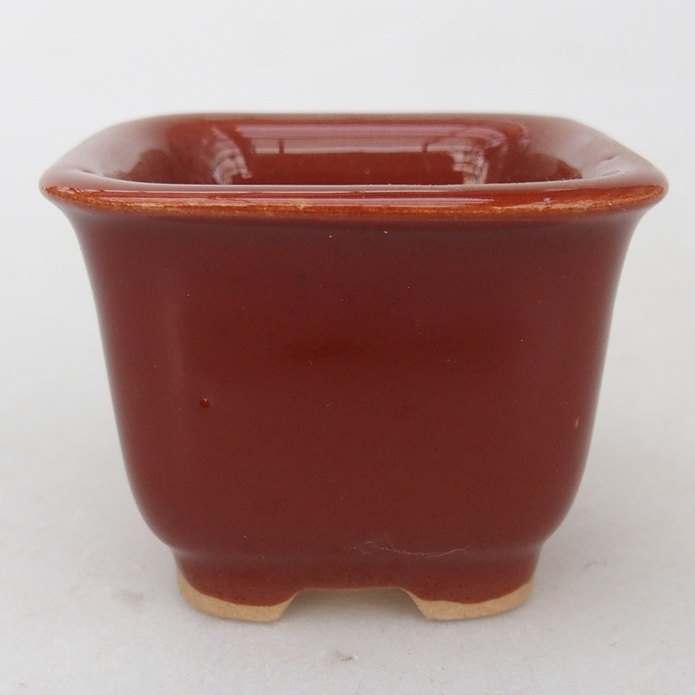 Ceramic bonsai bowl 6,5 x 6,5 x 4,5 cm, brown