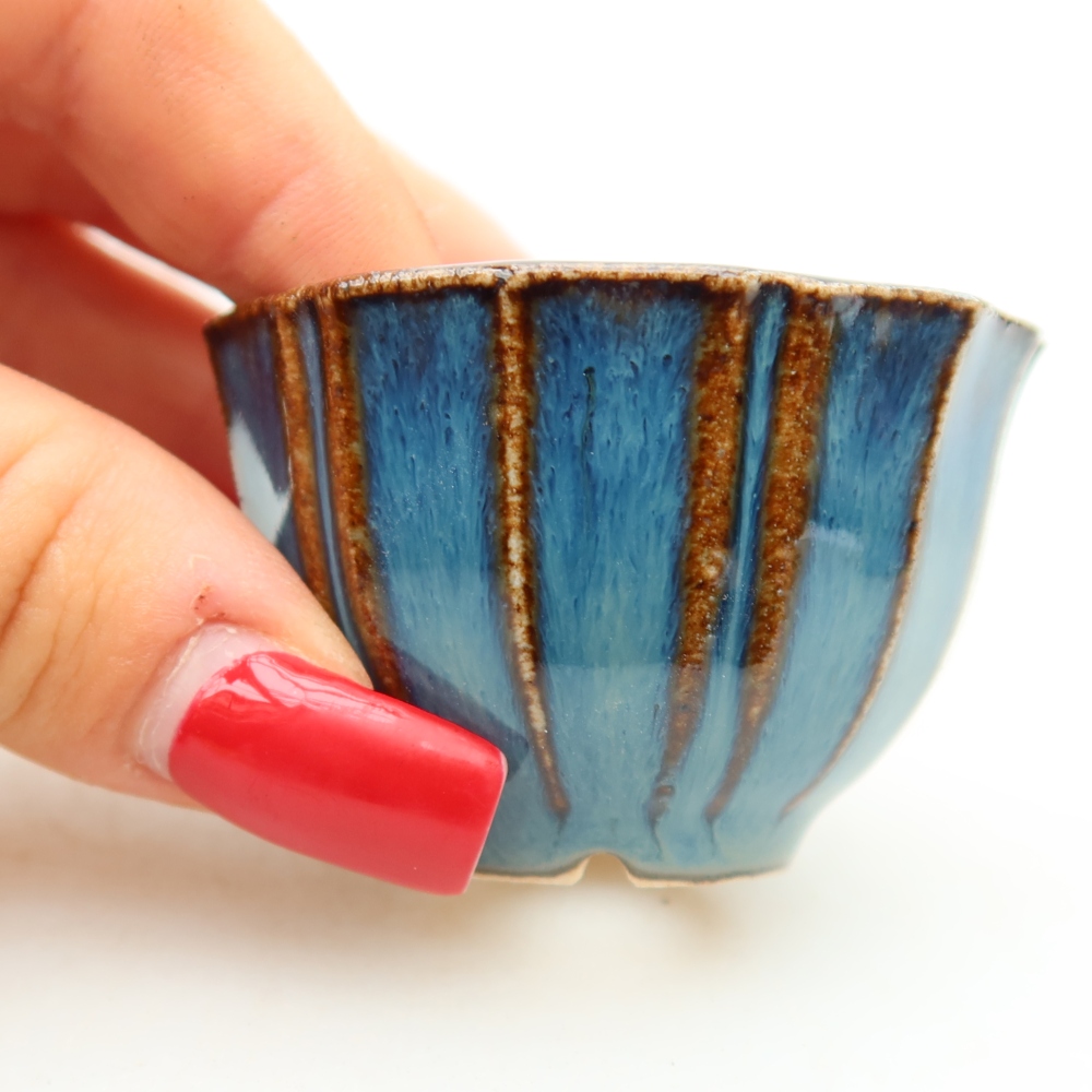 Ceramic bonsai pot, 5.5 x 5.5 x 3.5 cm, blue
