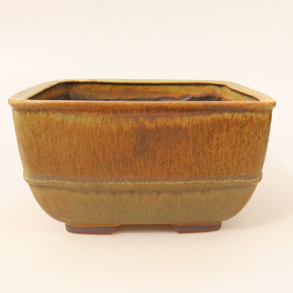 Ceramic bonsai pot, 16.5 x 16.5 x 9.5 cm, green