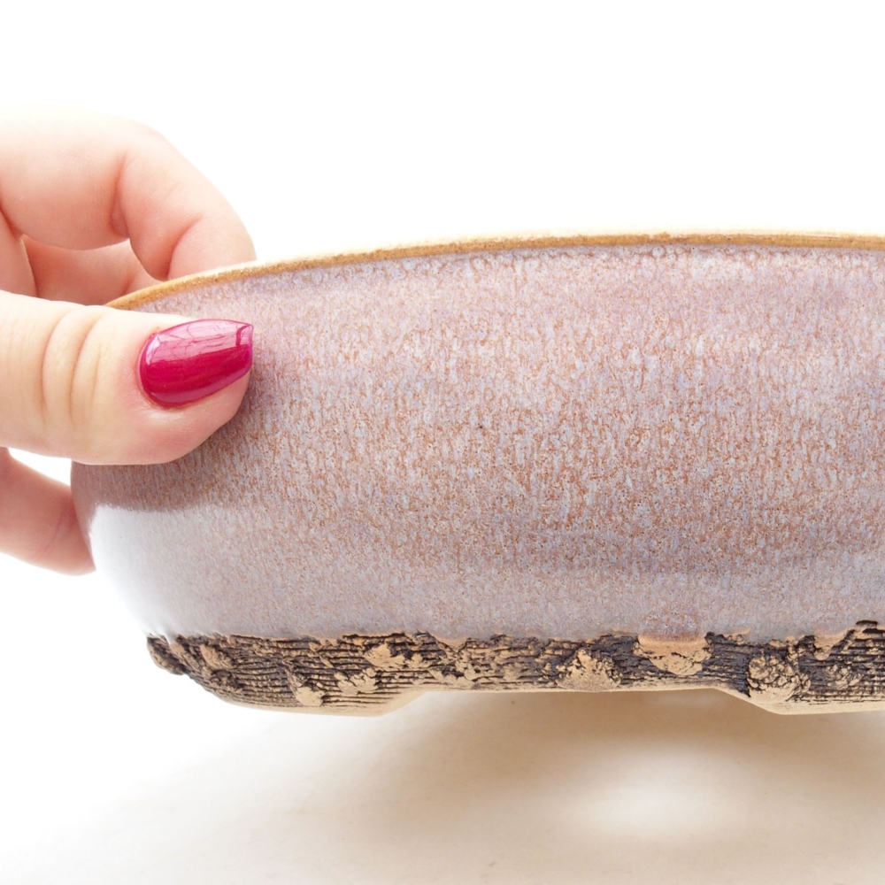 Ceramic bonsai bowl 21,5 x 21,5 x 5,5 cm, color pink