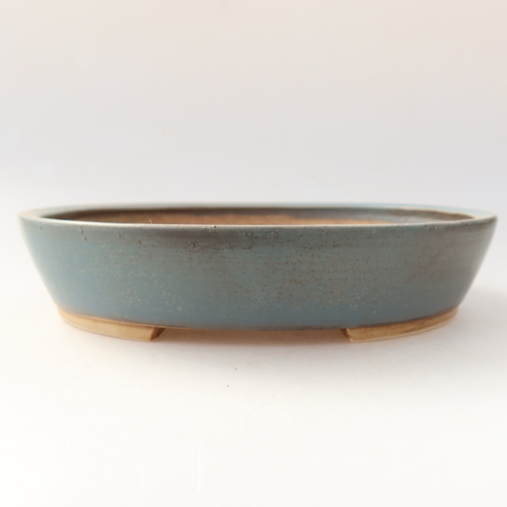 Ceramic bonsai pot, 21 x 19 x 4.5 cm, blue