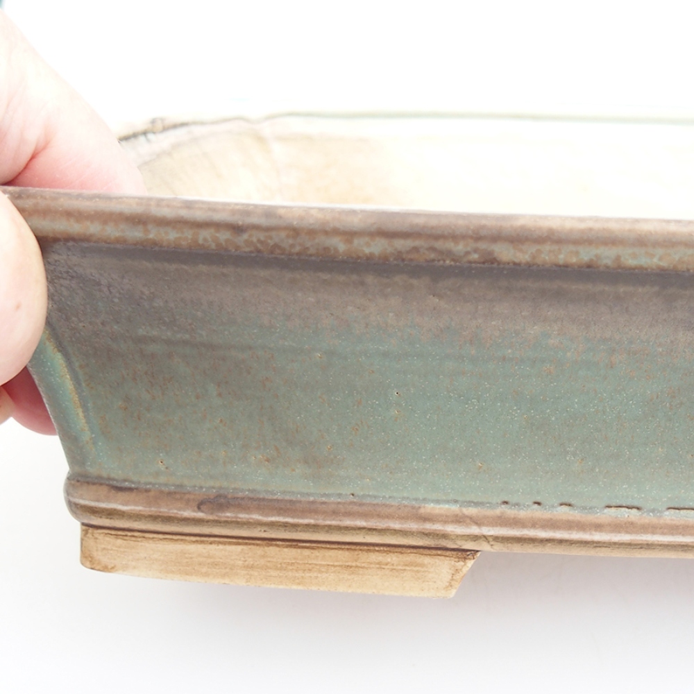 Ceramic bonsai bowl 29,5 x 25 x 7,5 cm, green