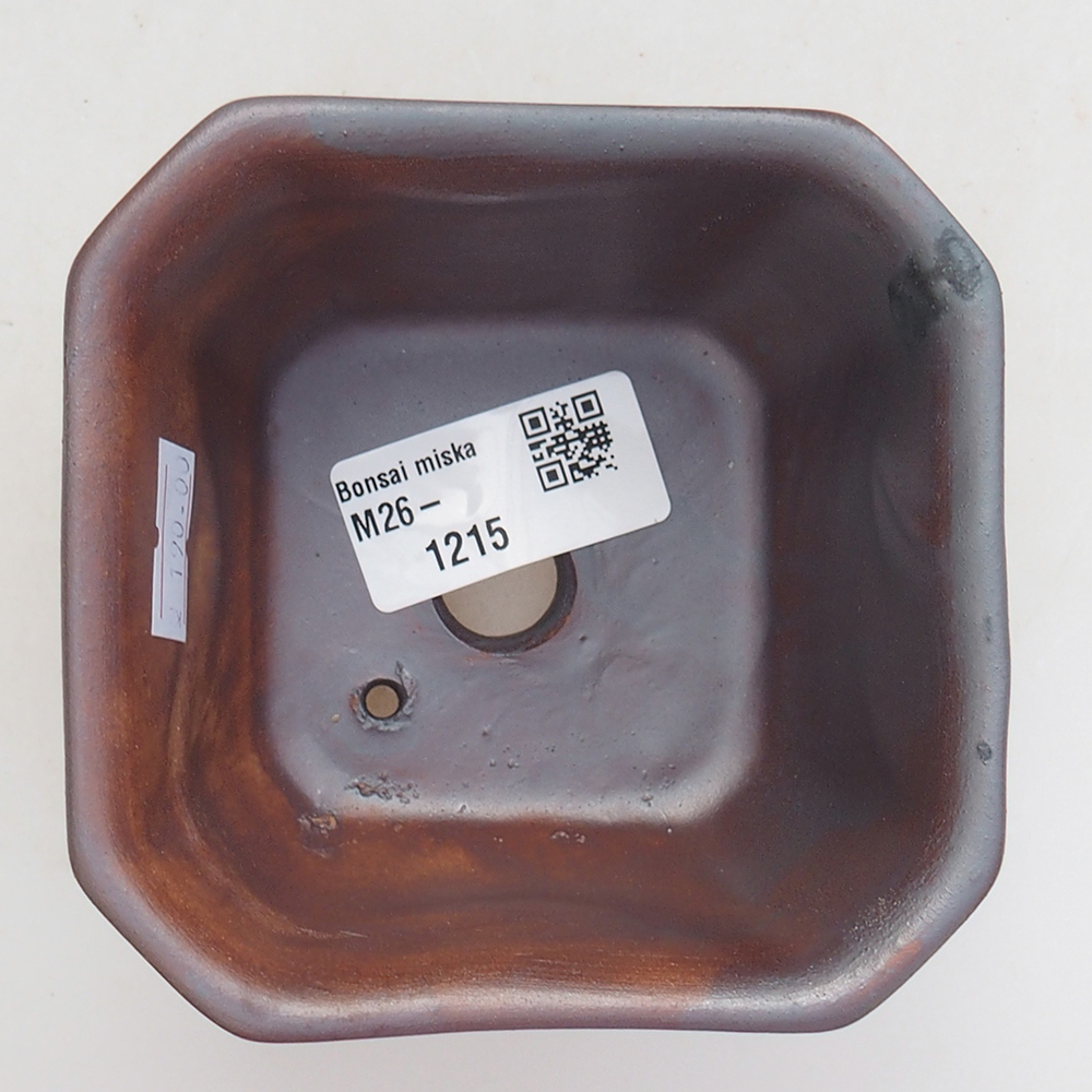Ceramic bonsai bowl 10 x 10 x 6 cm, metal colour