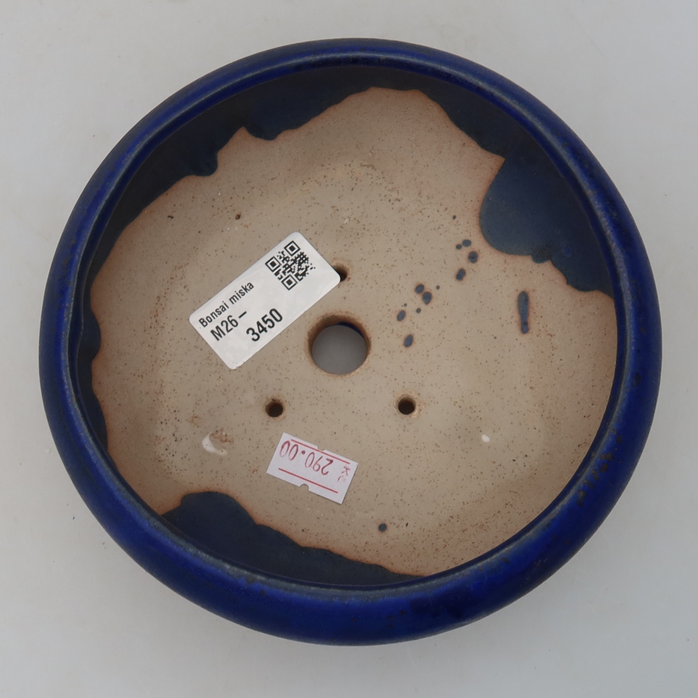 Ceramic bonsai pot, 15 x 15 x 6.5 cm, blue