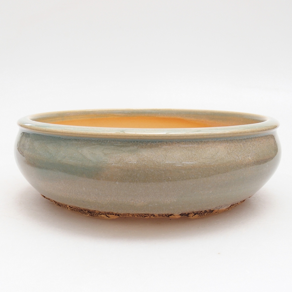 Ceramic bonsai pot 17.5 x 17.5 x 5.5 cm, green