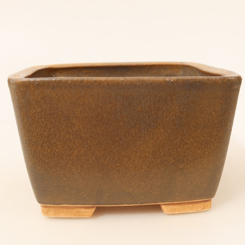Ceramic bonsai bowl 13 x 13 x 8 cm, brown