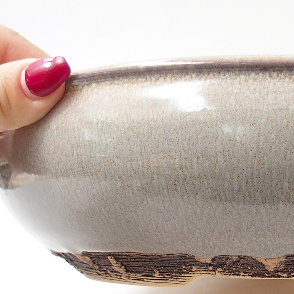 Ceramic bonsai bowl 26 x 26 x 7 cm, color gray
