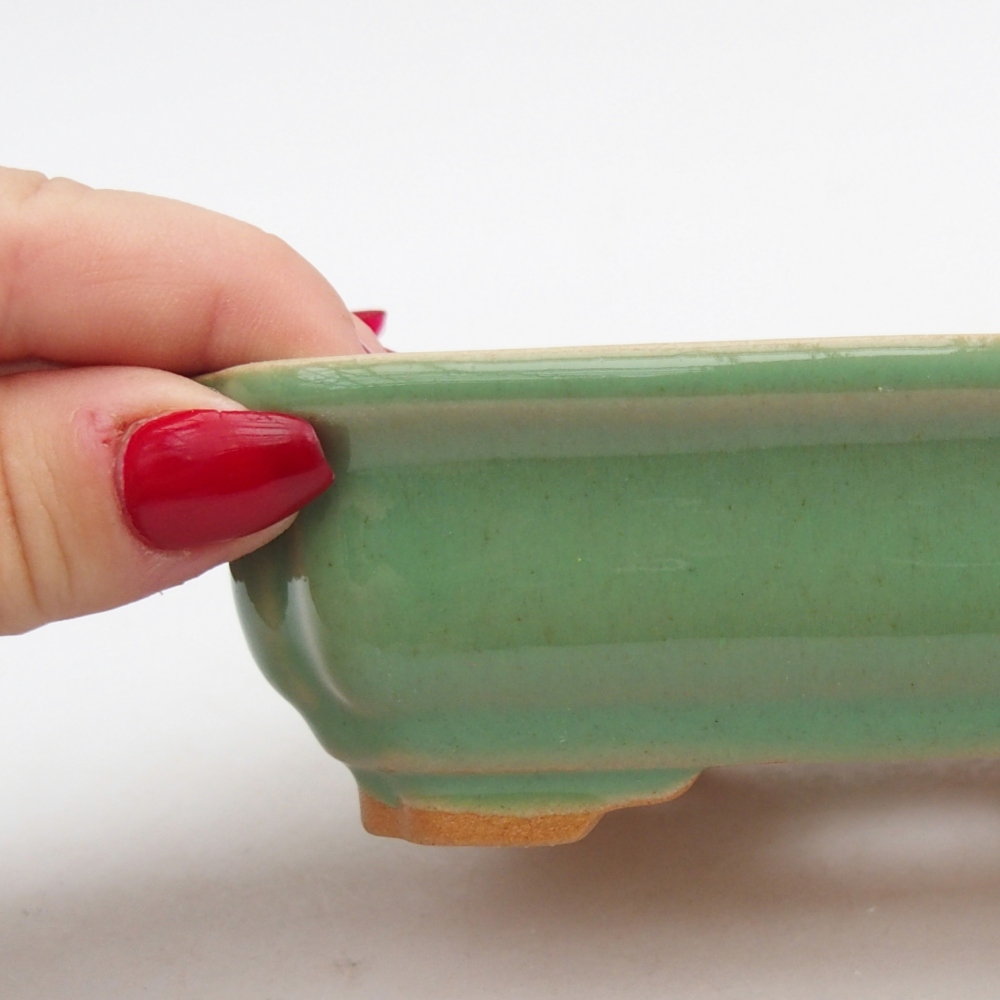 Ceramic bonsai bowl 14 x 11 x 4 cm, green