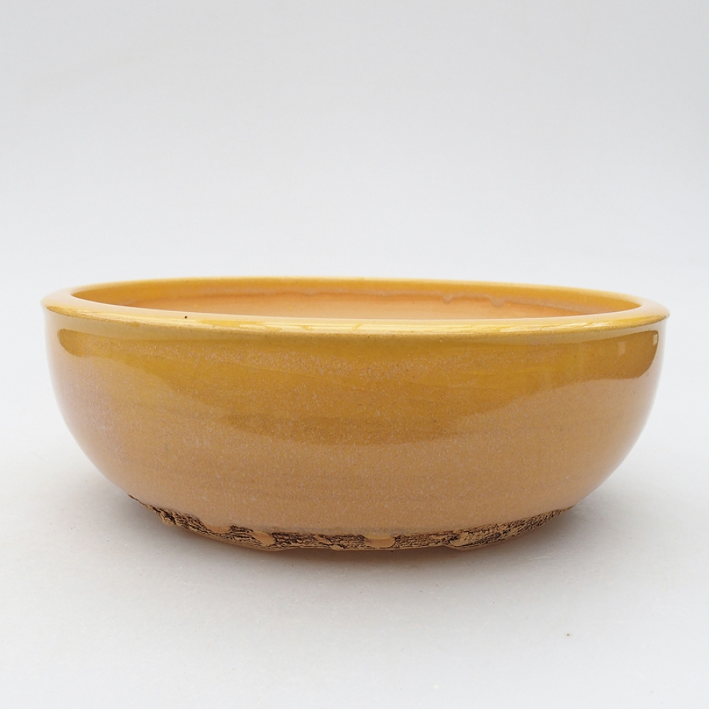 Ceramic bonsai bowl 18,5 x 18,5 x 6 cm, color yellow