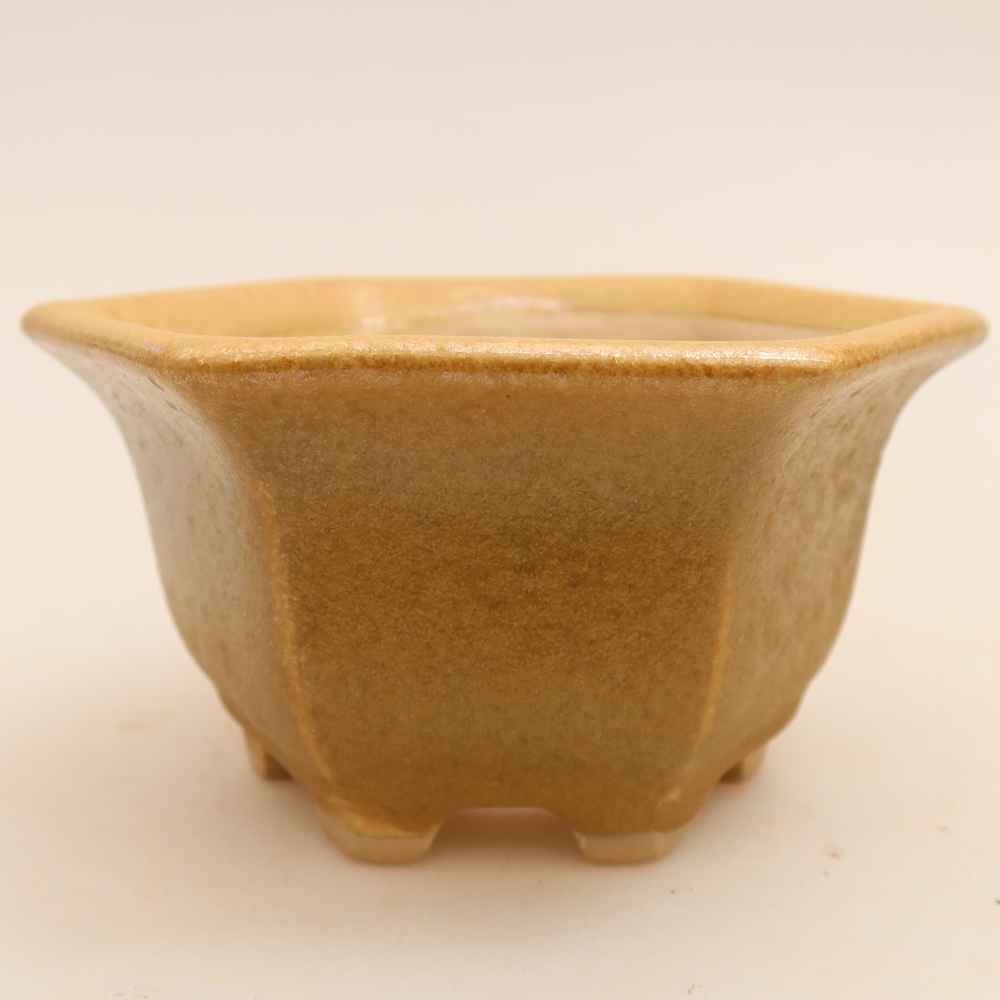 Ceramic bonsai pot, 10.5 x 9.5 x 5.5 cm, beige