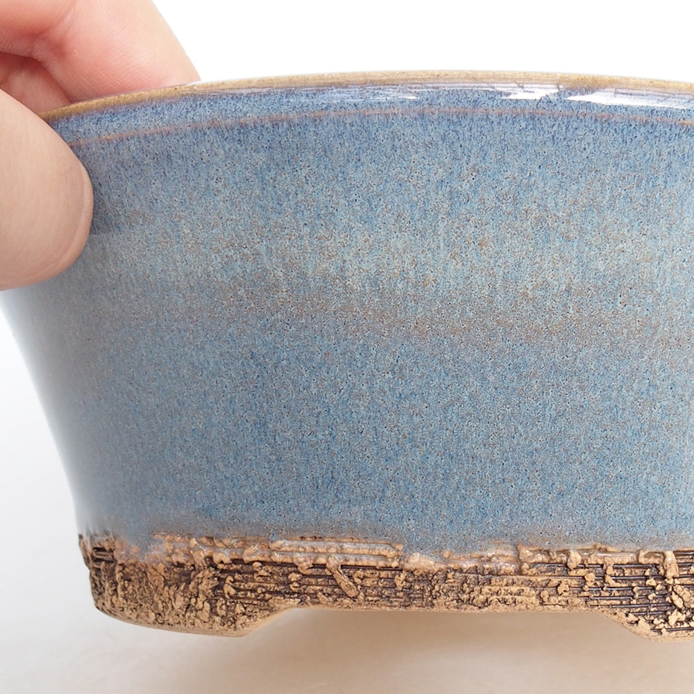Ceramic bonsai bowl 17,5 x 17,5 x 7 cm, colour blue