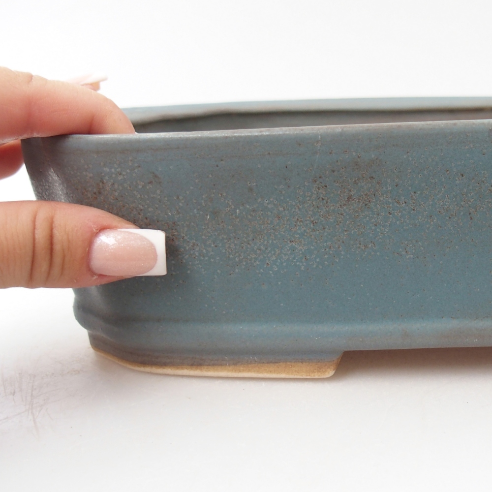 Ceramic bonsai bowl 24,5 x 21,5 x 6,5 cm, colour blue
