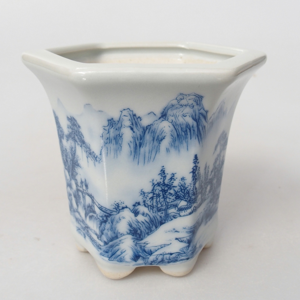 Ceramic bonsai bowl 10 x 9 x 9 cm, colour white