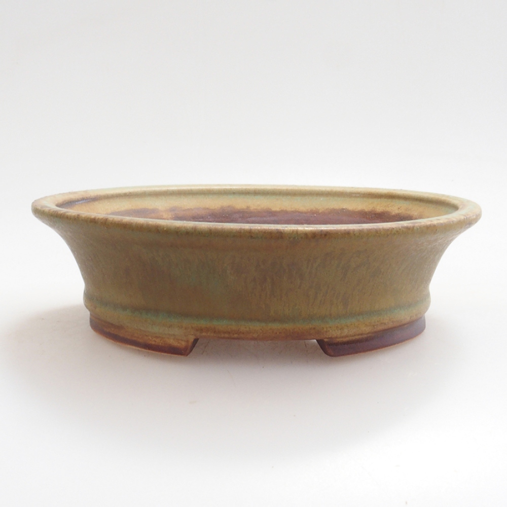 Ceramic bonsai bowl 13,,5 x 12 x 3,5 cm, color green