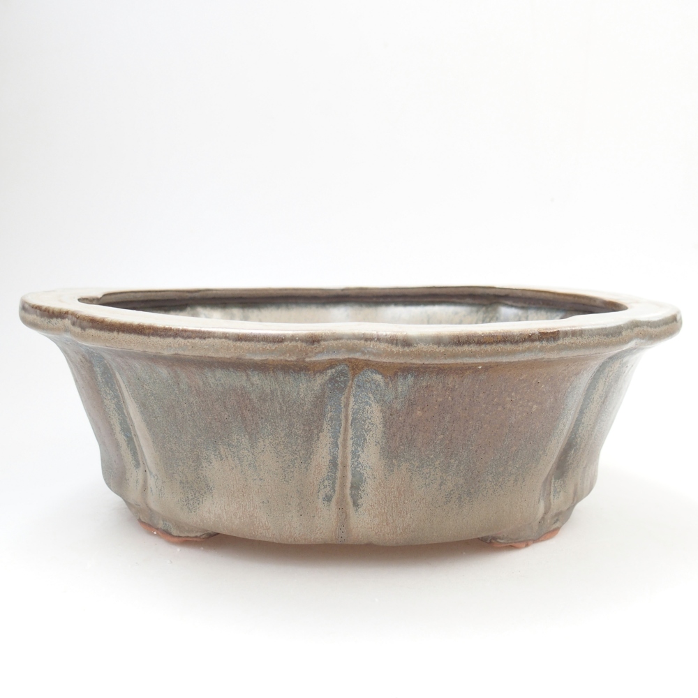 Ceramic bonsai bowl 26,5 x 26,5 x 8 cm, blue-grey