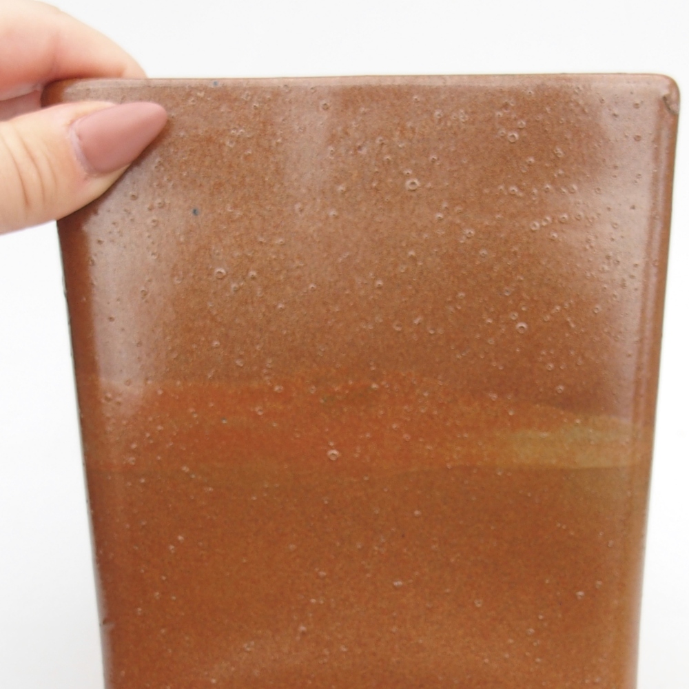 Ceramic bonsai bowl 13 x 13 x 13,5 cm, brown