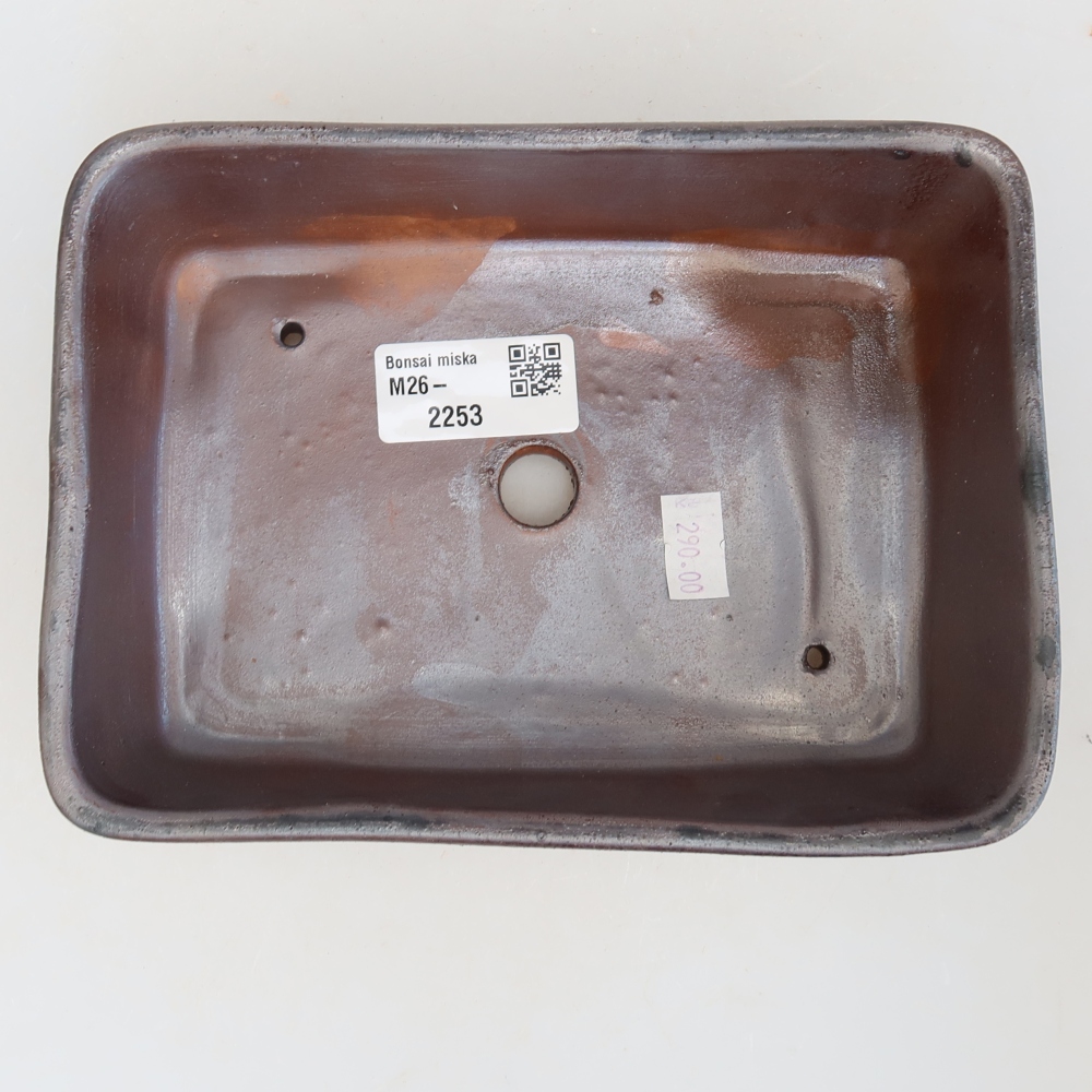 Ceramic bonsai bowl 18 x 13 x 5 cm, metal colour