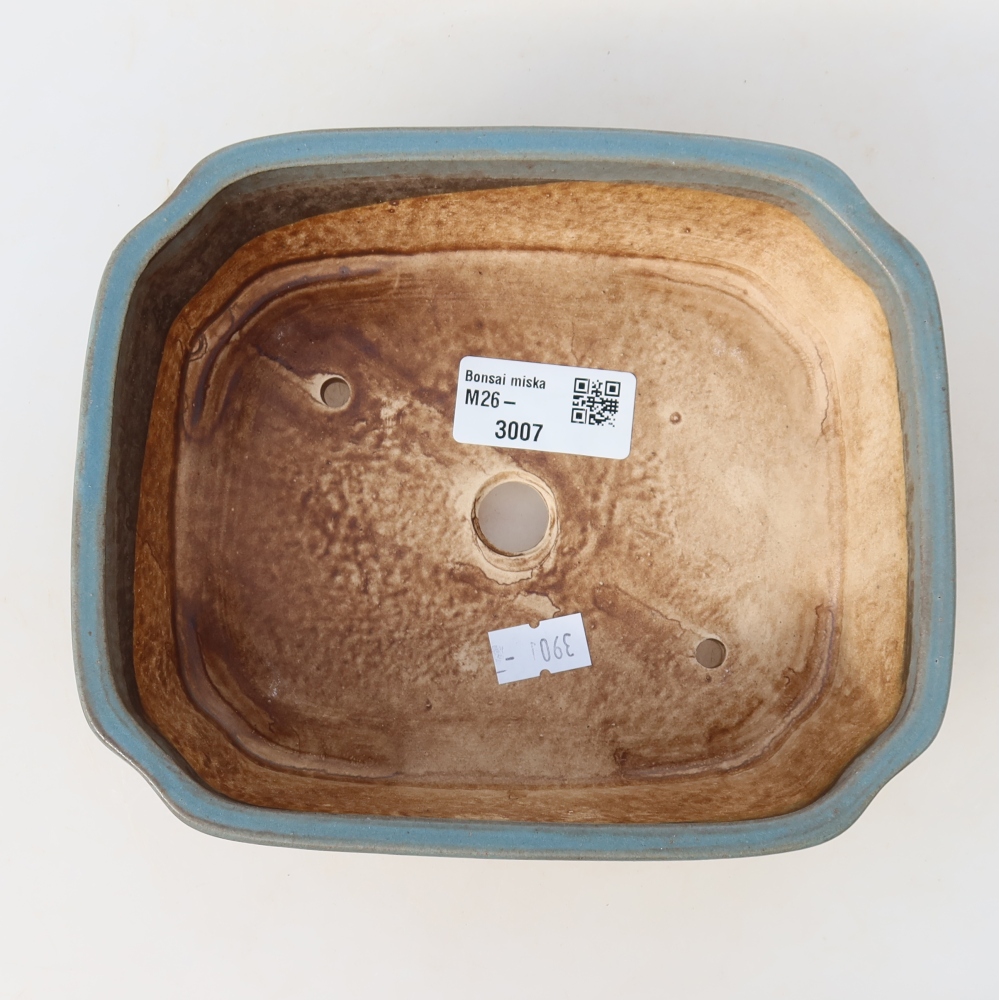 Ceramic bonsai pot, 17.5 x 14.5 x 5 cm, blue