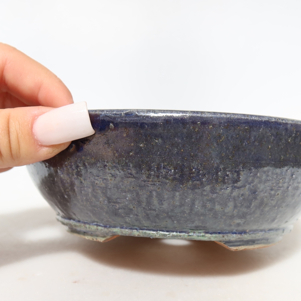 Ceramic bonsai pot, 14 x 14 x 5 cm, blue