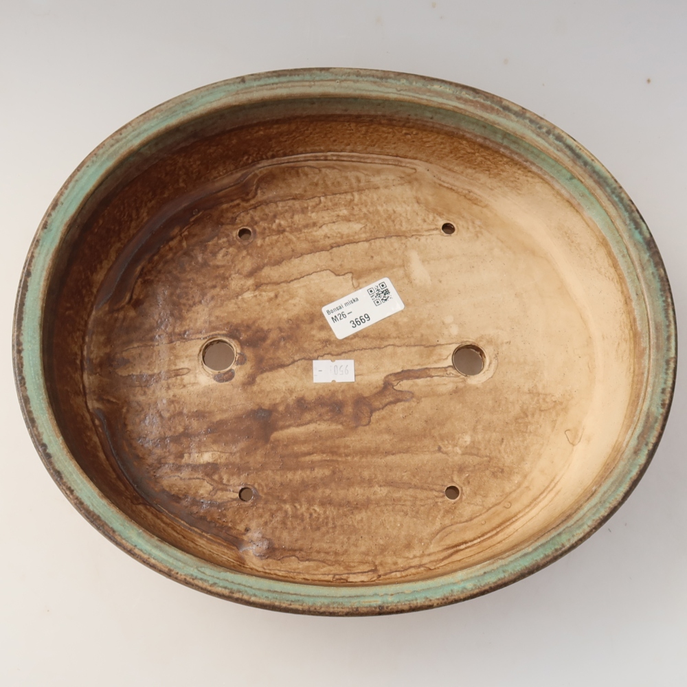 Ceramic bonsai pot, 31 x 27 x 7.5 cm, green