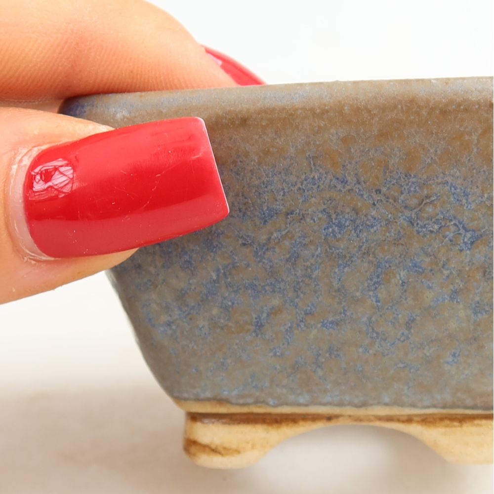 Ceramic bonsai pot, 6 x 6 x 4 cm, blue