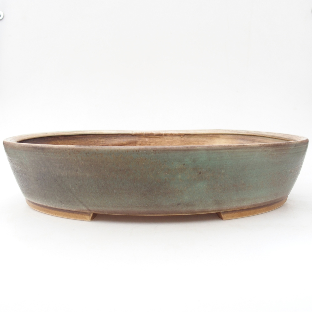 Ceramic bonsai bowl 31,5 x 27,5 x 6 cm, green