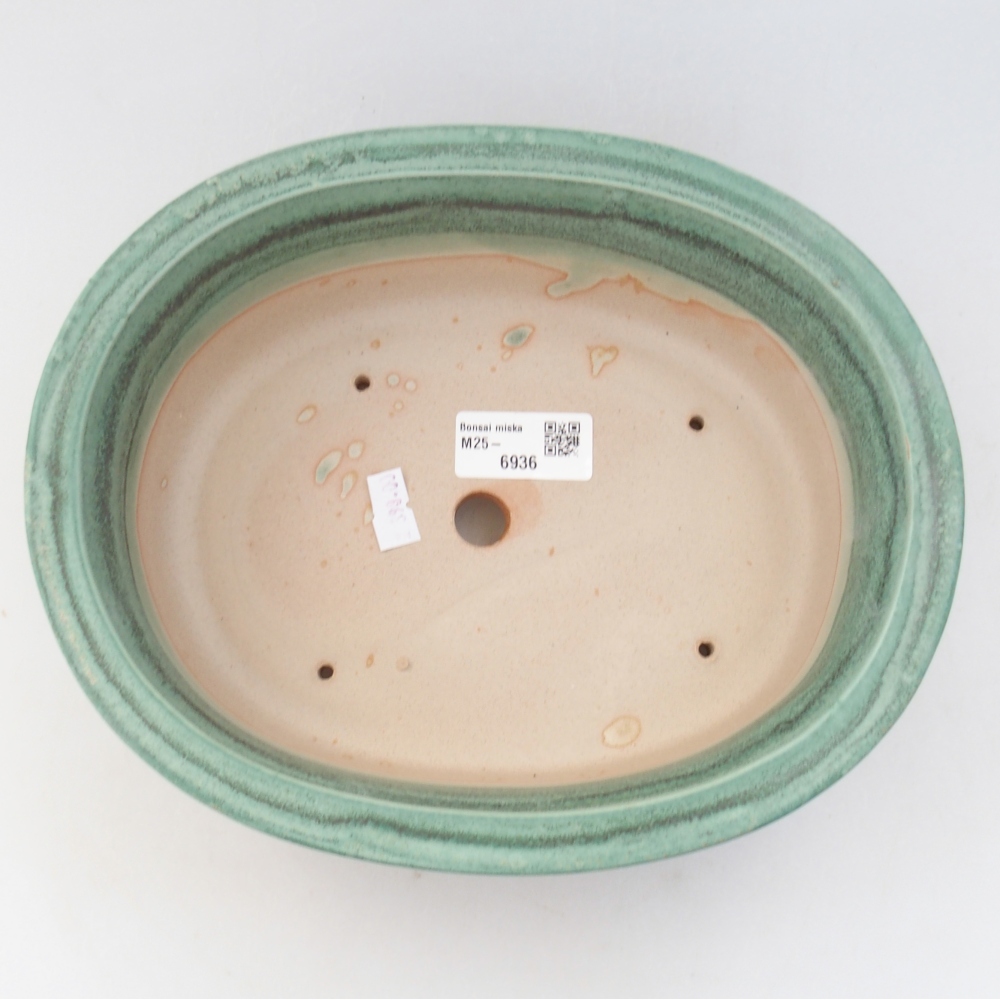 Ceramic bonsai bowl 23 x 19,5 x 8 cm, green