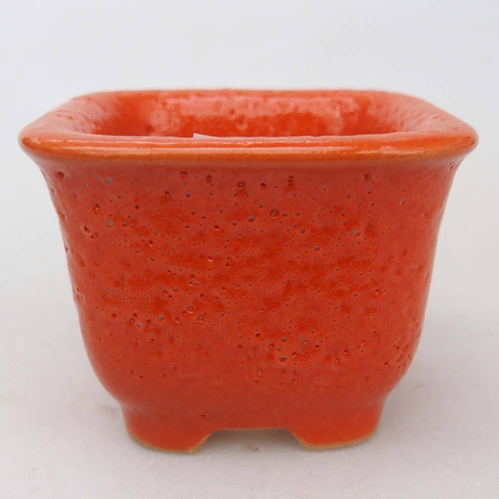 Ceramic bonsai bowl 6,5 x 6,5 x 5 cm, orange