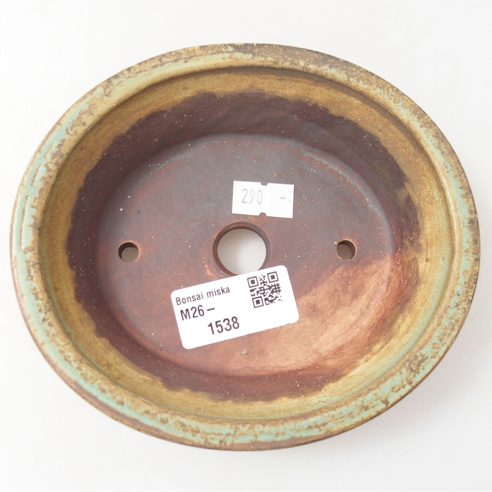 Ceramic bonsai bowl 14 x 12,5 x 4 cm, green
