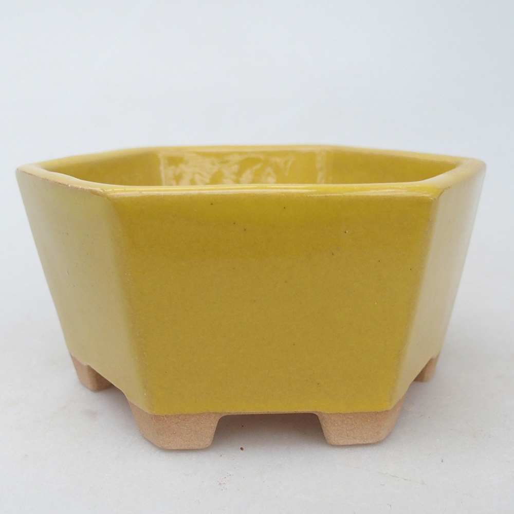 Ceramic bonsai bowl 10,5 x 9,5 x 5 cm, yellow