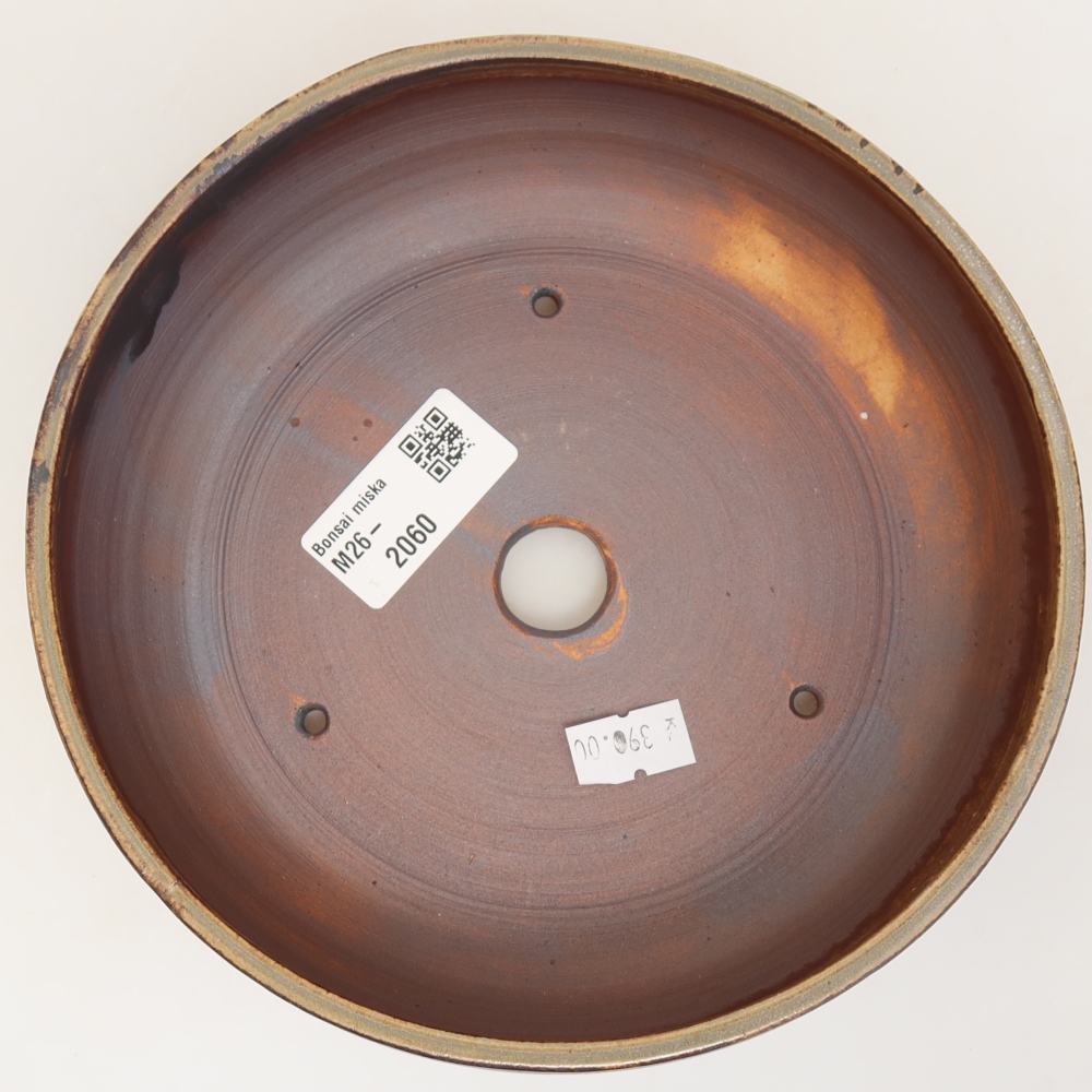 Ceramic bonsai pot, 17 x 17 x 5.5 cm, brown