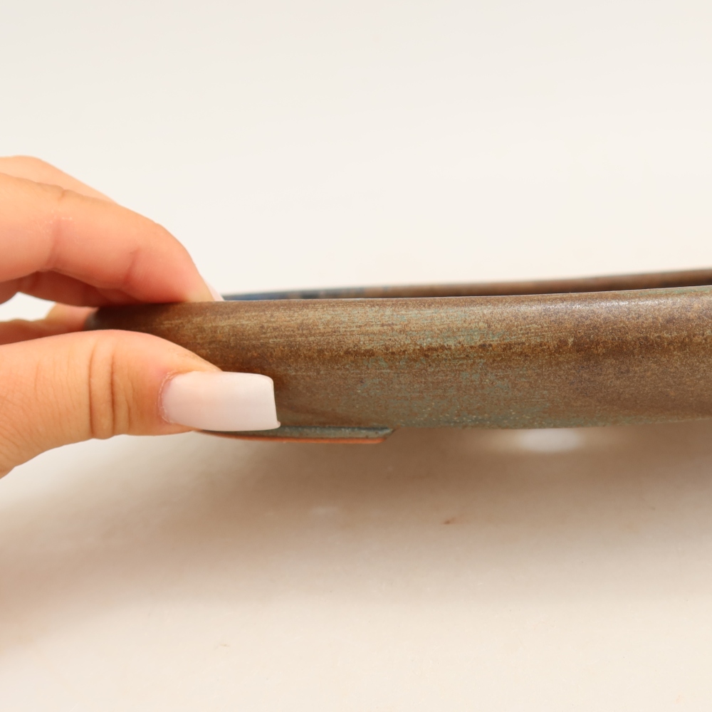 Ceramic bonsai bowl 22,5 x 16,5 x 3 cm, brown