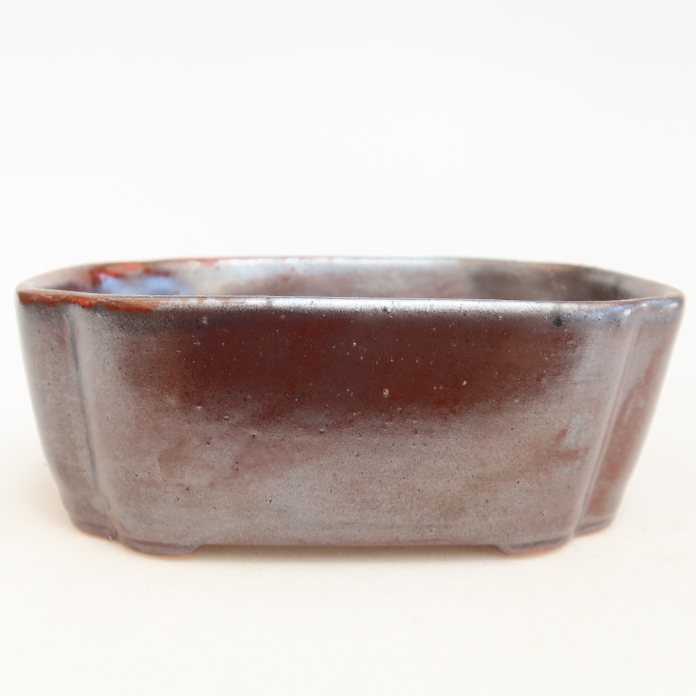 Ceramic bonsai pot, 12.5 x 10 x 4.5 cm, metallic color