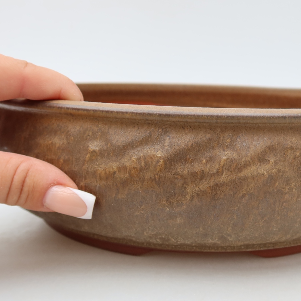 Ceramic bonsai pot, 27 x 27 x 7.5 cm, brown