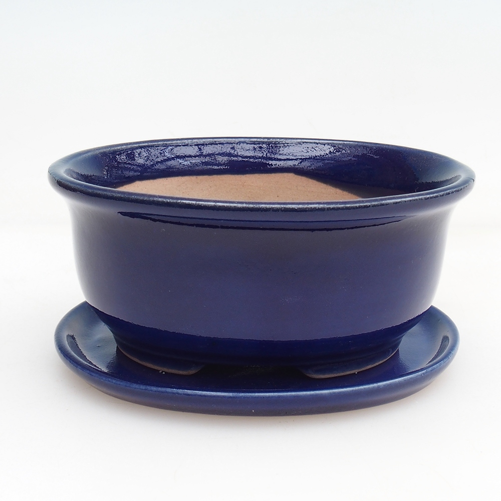 Bonsai bowl + saucer H30 - 12 x 10,5 x 5,5 cm. - blue