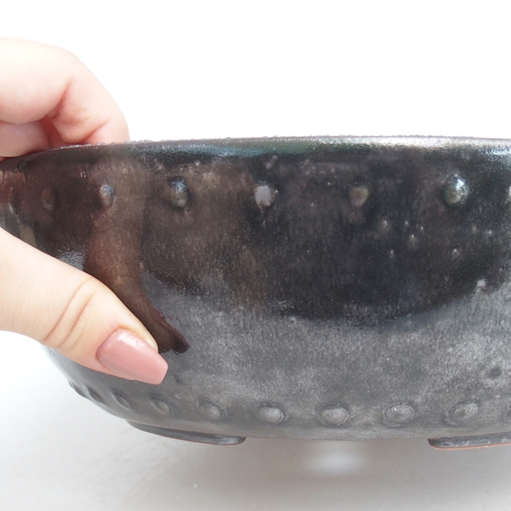 Ceramic bonsai bowl 24,5 x 24,5 x 7,5 cm, black