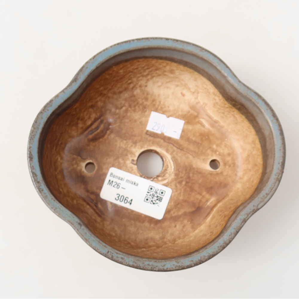 Ceramic bonsai pot, 13.5 x 12.5 x 5 cm, blue