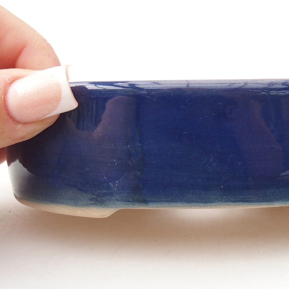 Ceramic bonsai bowl 12,5 x 10 x 3,5 cm, colour blue