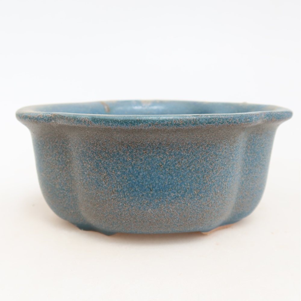 Ceramic bonsai pot, 13.5 x 11 x 6 cm, blue