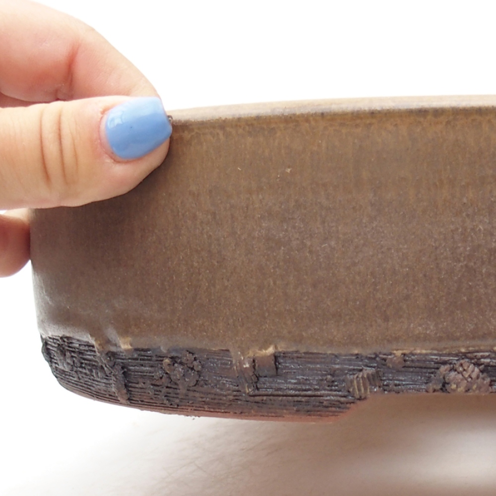 Ceramic bonsai bowl 24,5 x 24,5 x 6 cm, color brown